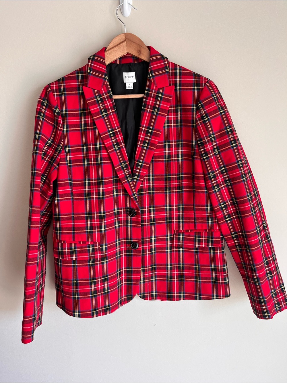 J. Crew Factory Women’s Tartan Two-Button Blazer Jacket Size 8 Holiday Plaid